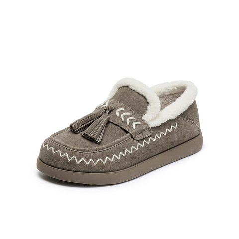 百丽复古流苏毛毛鞋女2025冬新商场同款民族风保暖休闲鞋E5B1DDM5