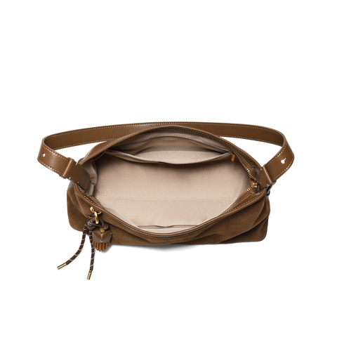 百丽包包女25秋商场同款复古绒面hobo包单肩斜挎托特X7384CX5