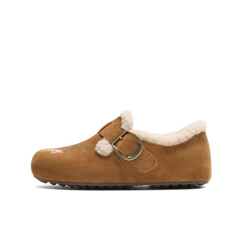 百丽SMILEY联名勃肯鞋女2025冬新舒适加毛艺术涂鸦毛毛鞋E7W1DDM5