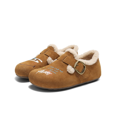 百丽SMILEY联名勃肯鞋女2025冬新舒适加毛艺术涂鸦毛毛鞋E7W1DDM5