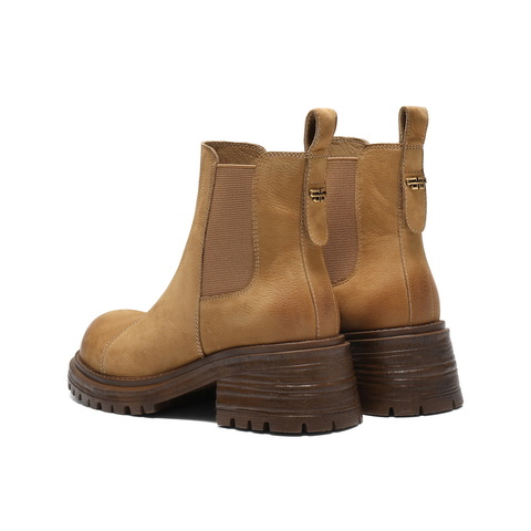 百丽复古擦色切尔西靴女2025栋新粗跟增高百搭休闲短靴B2969DD5