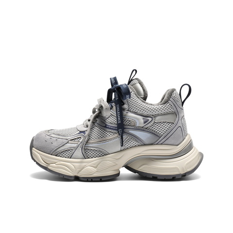 百丽拼接面高帮老爹鞋女2025冬新厚底增高加绒休闲鞋B2891DM5