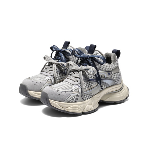 百丽拼接面高帮老爹鞋女2025冬新厚底增高加绒休闲鞋B2891DM5