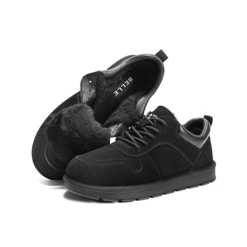 百丽户外休闲低帮雪地鞋男2025新款冬季厚实保暖鞋毛毛鞋A2258DM5