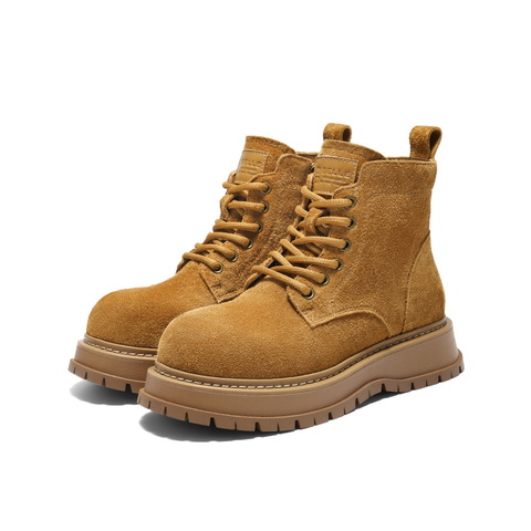 百丽复古绒面马丁靴女2025冬新厚底增高美拉德休闲短靴B2908DD5