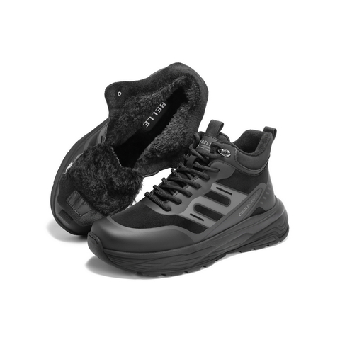 百丽高帮休闲运动鞋男2025新款冬商场同款厚底健步鞋加绒8XA01DD5