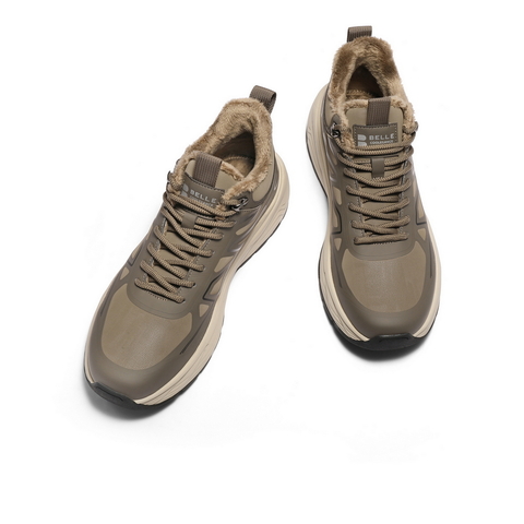 百丽高帮休闲运动鞋男鞋2025新冬厚底增高潮搭户外鞋加绒A2176DD5