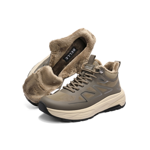 百丽高帮休闲运动鞋男鞋2025新冬厚底增高潮搭户外鞋加绒A2176DD5