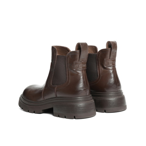 百丽复古擦色切尔西靴女2025冬新真皮厚底增高休闲短靴B2941DD5