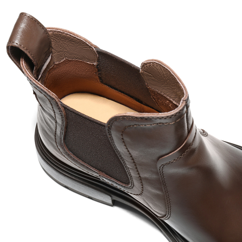 百丽复古擦色切尔西靴女2025冬新真皮厚底增高休闲短靴B2941DD5