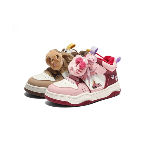 百丽卡通撞色高帮板鞋女童2025冬新商场同款童趣休闲鞋25080D85
