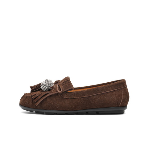 百丽小众流苏乐福鞋女2025秋新舒适软薄底便士乐福鞋B2694CA5