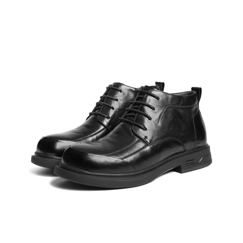 百丽潮搭马丁靴男2025新冬商场款牛皮革高帮休闲皮鞋加绒8XS01DD5