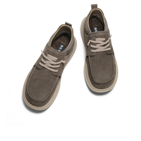 百丽高帮休闲板鞋男2025新款冬季商场款牛皮革厚底工装鞋8VD11DD5