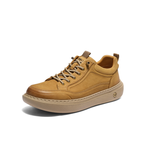 百丽时尚休闲板鞋男2025新款冬商场同款牛皮革套脚工装鞋8YE01DM5