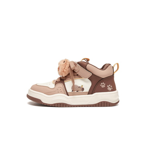 百丽卡通撞色高帮板鞋女童2025冬新商场同款童趣休闲鞋25080D85