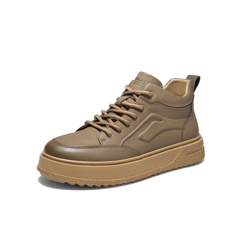 百丽高帮休闲板鞋男2025新款冬季厚底增高户外潮搭低靴A2238DD5