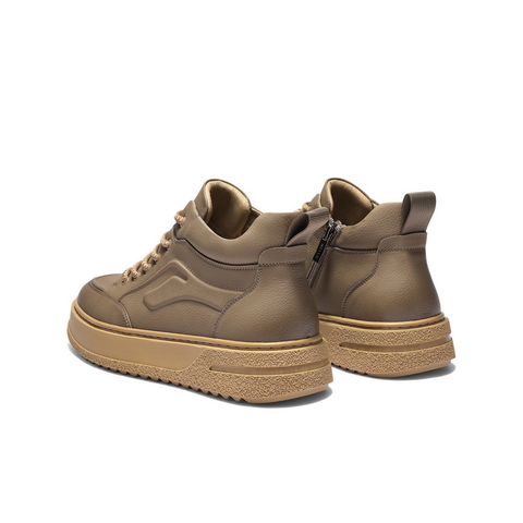 百丽高帮休闲板鞋男2025新款冬季厚底增高户外潮搭低靴A2238DD5