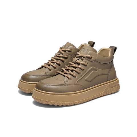 百丽高帮休闲板鞋男2025新款冬季厚底增高户外潮搭低靴A2238DD5