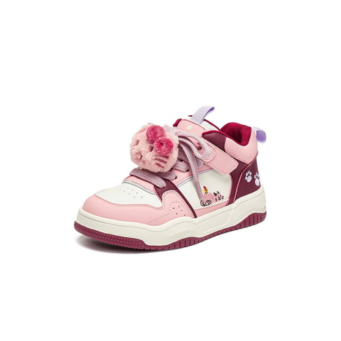 百丽卡通撞色高帮板鞋女童2025冬新商场同款童趣休闲鞋25080D85