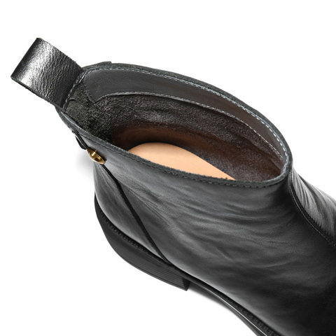 百丽复古民族风时装靴女2025冬新真皮粗跟增高休闲短靴B2955DD5