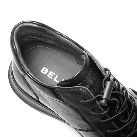 百丽高帮休闲皮鞋男2025新款冬季牛皮厚底增高商务运动鞋A2220DD5