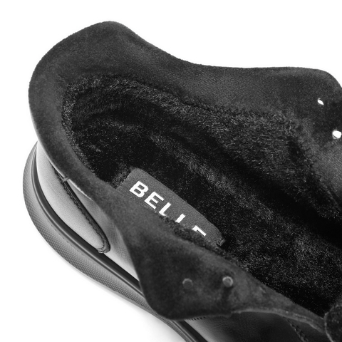 百丽高帮休闲皮鞋男2025新款冬季牛皮厚底商务运动鞋加绒A2220DD5