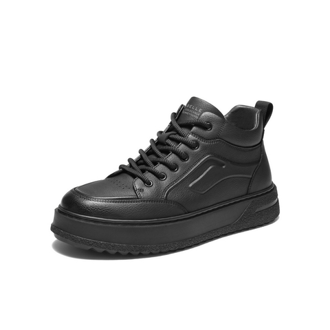 百丽高帮休闲板鞋男2025新款冬季厚底增高户外潮搭低靴A2238DD5