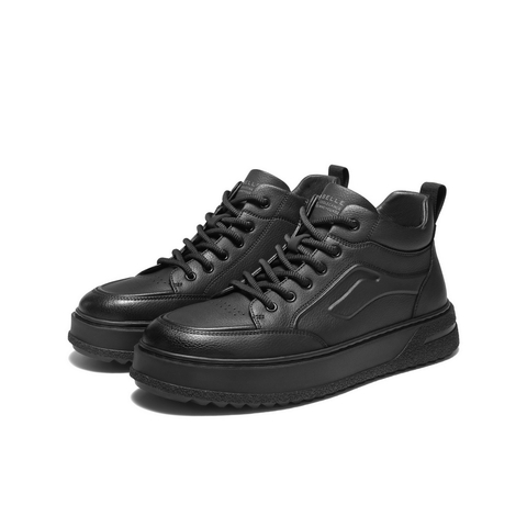 百丽高帮休闲板鞋男2025新款冬季厚底增高户外潮搭低靴A2238DD5