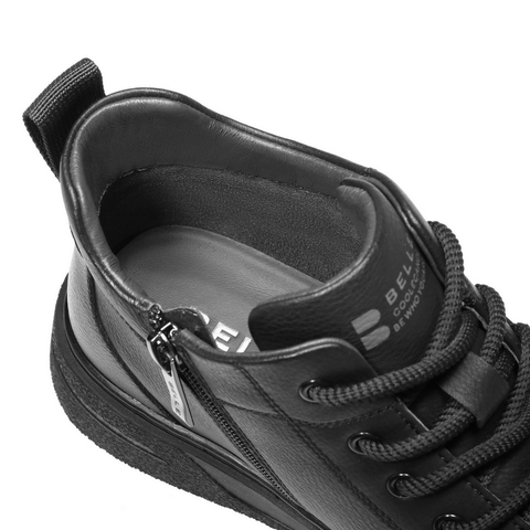 百丽高帮休闲板鞋男2025新款冬季厚底增高户外潮搭低靴A2238DD5