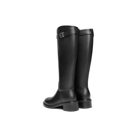 百丽时尚简约骑士靴女2025冬新商场同款真皮方跟高筒靴F2X1DDG5