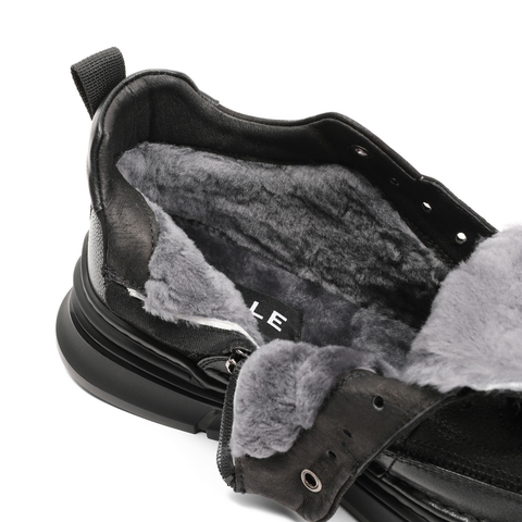 百丽休闲短靴男2025冬新商场同款牛皮革高帮板鞋加绒保暖8DS01DD5