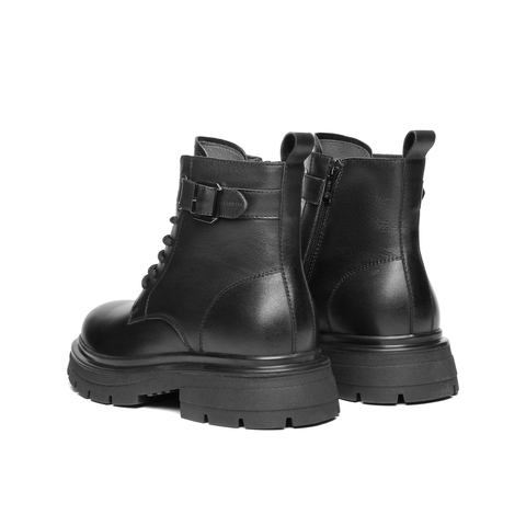 百丽时尚休闲靴男2025新款冬季牛皮革潮搭厚底马丁靴加绒A2287DD5