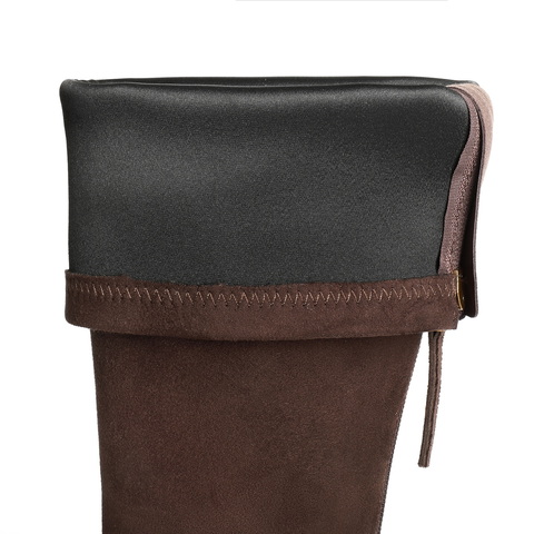 百丽复古简约弹力靴女2025冬新气质方头显瘦弹力高靴B2923DG5