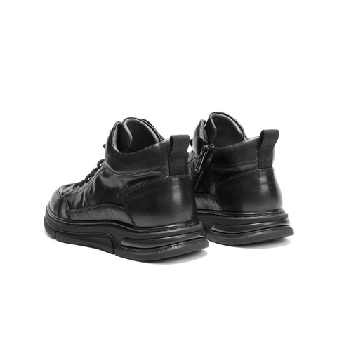 百丽高帮休闲皮鞋男2025新款冬季商场同款牛皮革舒适板鞋8WG01DD5