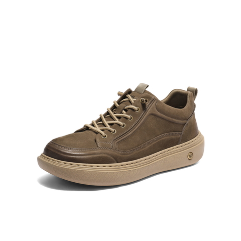 百丽时尚休闲板鞋男2025新款冬商场同款牛皮革套脚工装鞋8YE01DM5