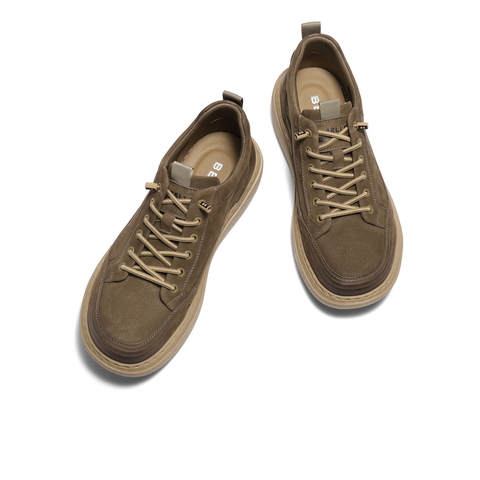 百丽时尚休闲板鞋男2025新款冬商场同款牛皮革套脚工装鞋8YE01DM5