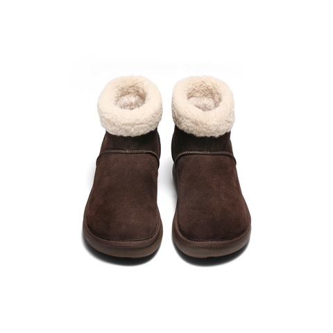 百丽复古翻毛靴筒雪地靴女2025冬新简约大头百搭休闲短靴B2960DD5