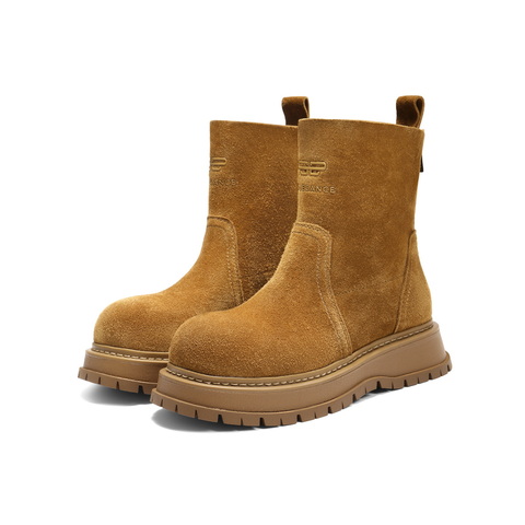 百丽复古时尚时装靴女2025冬新厚底增高舒适休闲短靴B2909DZ5