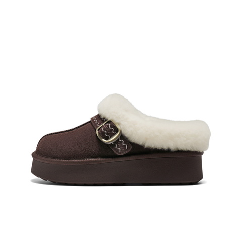 百丽民族风毛毛口毛毛鞋女2025冬新商场同款加毛保暖半拖F3D1DDH5