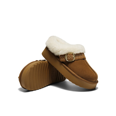 百丽民族风毛毛口毛毛鞋女2025冬新商场同款加毛保暖半拖F3D1DDH5