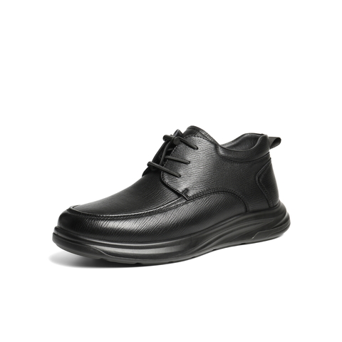 百丽高帮休闲皮鞋男2025新冬商场款羊皮革厚底保暖商务靴8XG11DD5