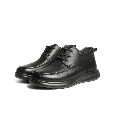 百丽高帮休闲皮鞋男2025新冬商场款羊皮革厚底保暖商务靴8XG11DD5