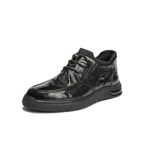 百丽高帮休闲皮鞋男2025新冬商场同款牛皮革厚底商务短靴8VW01DD5