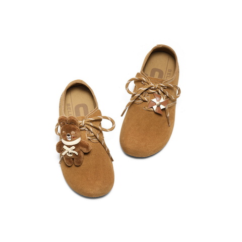 百丽珠珠饰扣勃肯鞋女童2025秋新商场同款民族风吐司鞋84958C85