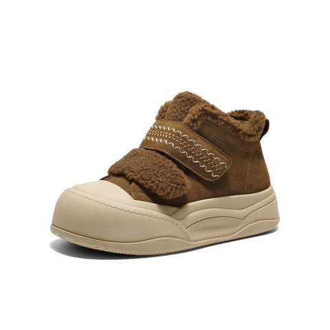 百丽精致刺绣毛毛鞋女2025冬新丑萌大头休闲鞋B3017DM5