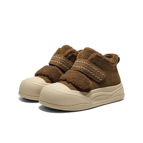 百丽精致刺绣毛毛鞋女2025冬新丑萌大头休闲鞋B3017DM5