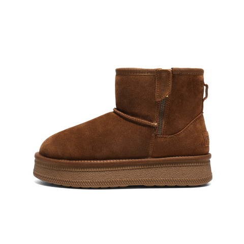 百丽复古厚底雪地靴女2025冬新商场同款加毛保暖休闲短靴F3C1DDD5