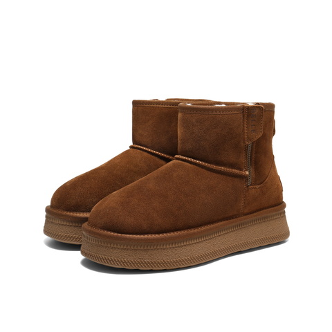 百丽复古厚底雪地靴女2025冬新商场同款加毛保暖休闲短靴F3C1DDD5