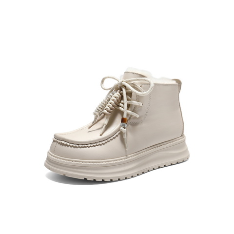 百丽时尚挂饰雪地靴女2025冬新商场同款厚底保暖休闲短靴E8S1DDD5